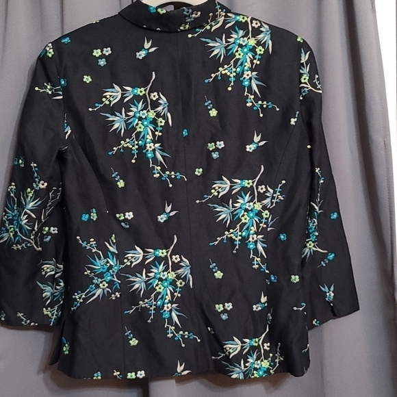 Liz Claiborne Womens Blazer Jacket Silk/Linen Blend Embroidered Sz 10 EUC READ - Picture 6 of 10